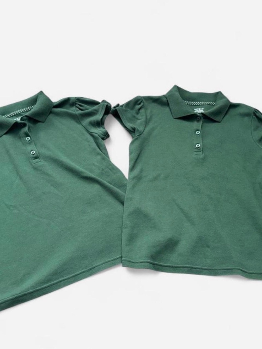 Set of 2 Girls Forest Green Polo Shirts - Classic School Short Sleeve Top